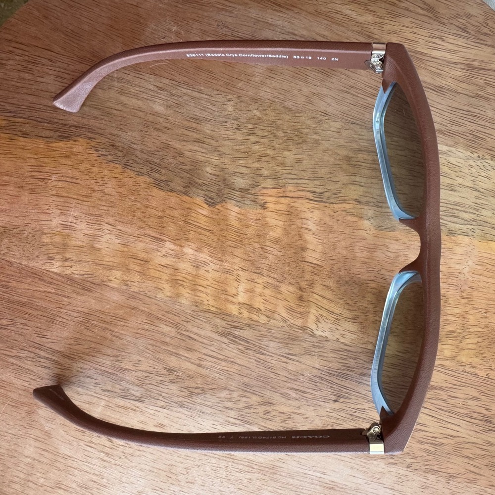Coach Sunglasses 75th Anniversary Brown Leather Cornflower Blue With Case L159 - Picture 8 of 9